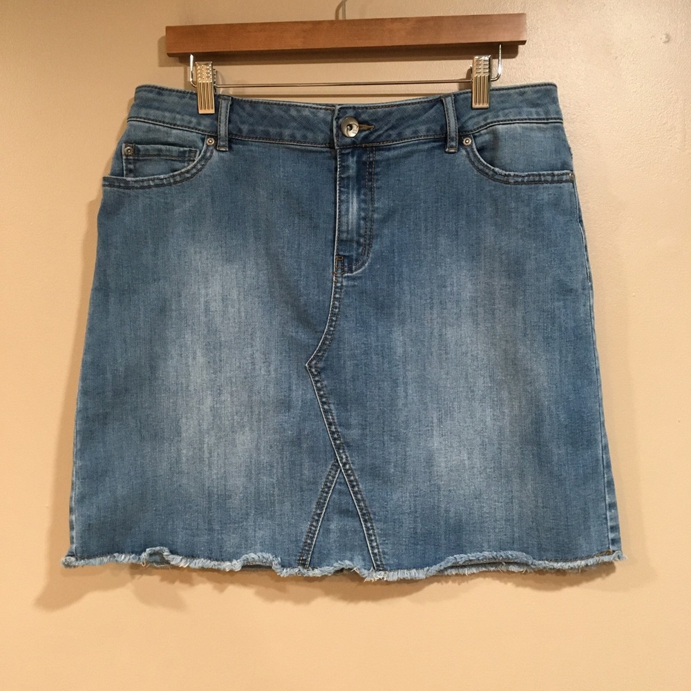 Raw Hem Denim Mini Skirt Womens 12 Blue Jean Cowgirl Rodeo Country Concert